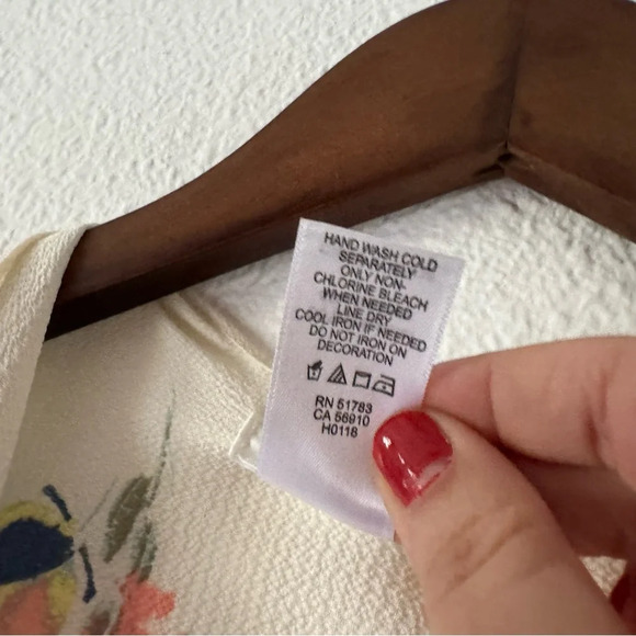 Open Front Cream Ditsy Floral Kimono One Size Boho Chic Flowy Summer Layering - Picture 6 of 8